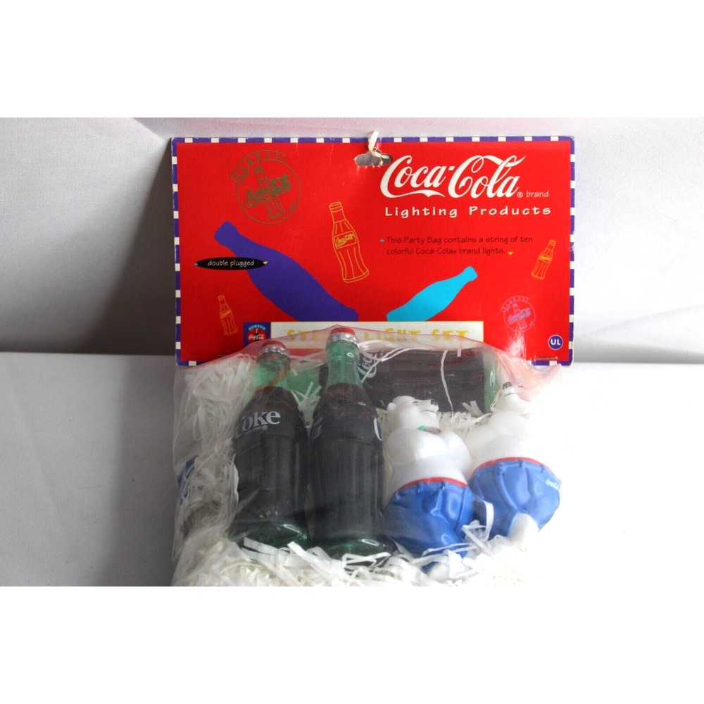 VTG Coca-Cola String Lights 1996 Coke Bottles & Polar Bears  14' NEW‎ In or Out